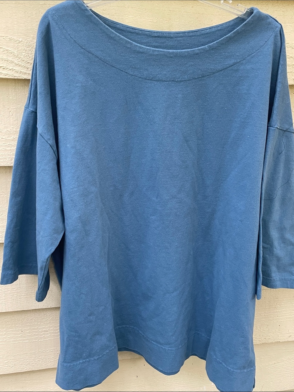 Pacificotton Relaxed Crewneck Long-Sleeve Top in Dusty Blue XL